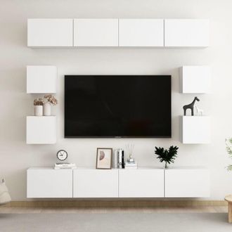 vidaXL 8 Piece TV Cabinet Set White Engineered Wood vidaXL