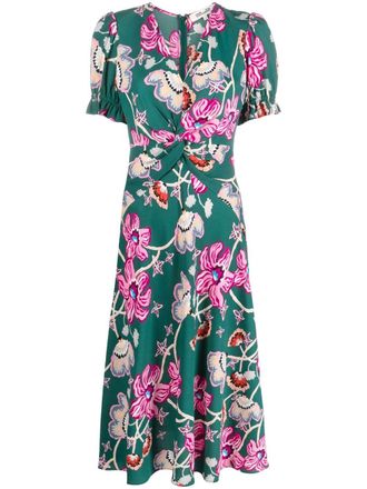 Diane Von F&uuml;rstenberg Anaba floral-print cr&ecirc;pe dress - Green