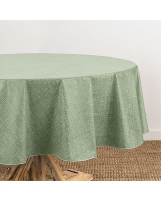 Elrene Monterey Linen Texture Vinyl Indoor/Outdoor Round Tablecloth