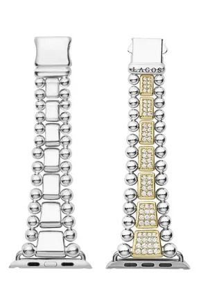 Lagos Smart Caviar Diamond Apple Watch Watchband in Two-Tone at Nordstrom, Size 8