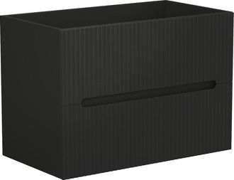 Vente-Unique Mueble suspendido con lavabo estriado negro - 80 cm - PAVANI