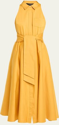 Toccin Chelsea Sleeveless Tie-Front Midi Shirtdress