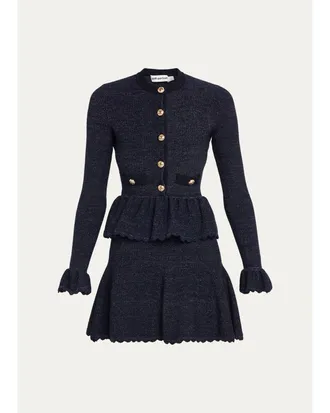 Self Portrait Textured Knit Fit & Flare Mini Dress