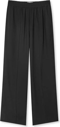 Mads Norgaard Lichte Crepe Harper Zwarte Broek - Dames - Wijde Broeken - Zwart - S - Polyester - Broeken