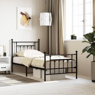 Berkfield Home Metal Bed Frame with Headboard & Footboard Black 90x190 cm Single