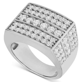 Pompeii3 3 1/4 Ct Diamond Mens Multi-Cluster Wide Ring in White Gold