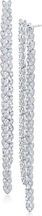 Kenneth Jay Lane Cubic Zirconia Double Linear Drop Front/Back Earrings in Clear/Silver at Nordstrom Rack