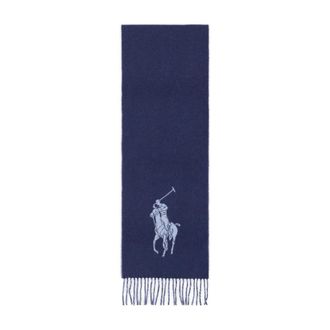 Polo Ralph Lauren Accessoires, Dames, Blauw, ONE Size, Wol, Logo Sjaal Trendsetter Must-have