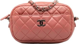 Chanel Pre-owned Cross Body Bags, female, Pink, Size: ONE SIZE Pre-owned Leather Crossbody Bag