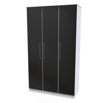 Welcome Furniture Wellington Ready Assembled Wardrobe with Triple Mirror - Black Matt & White - Welcome Furniture | TJ Hughes