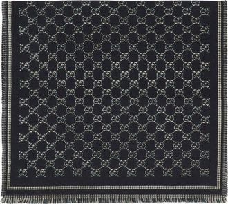 Gucci Mens Wool Jacquard Scarf Black Scarfs