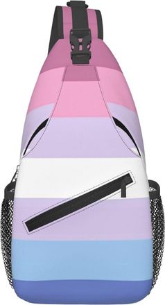 Generic Bigender Pride Flag Sling Bag With Zipper Cross Body Bag Trendy Crossbody Bags For Women Men Casual
