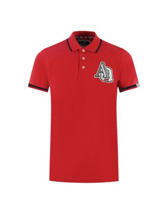 Aquascutum Mens Aquascutum AQ 1851 Embroidered Tipped Red Polo Shirt - Size: 36