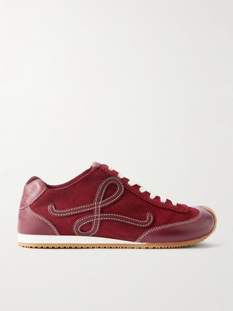 Loewe Sneakers In Pelle E Camoscio Con Logo Applicato Ballet Runner 2.0 - Bordeaux