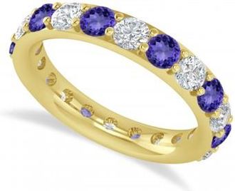 Allurez Diamond & Tanzanite Eternity Wedding Band 14k Yellow Gold (2.50ct)