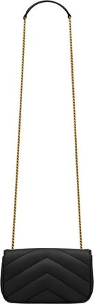 Saint Laurent Womens Shoulder Bag Loulou Mini Black Lamb Leather