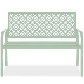 Best Choice Products Indoor Outdoor Steel Garden Bench w/ Geometric Backrest, Foot Levelers