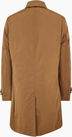 HUGO BOSS Mens Solid Patterned Over Coat with Side Pocket - Brown - Size: 40/Regular