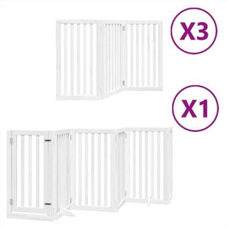 vidaXL Puerta De Perros Plegable 15 Paneles Madera &Aacute;lamo Blanca 750 Cm Vidaxl