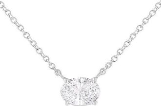 House of Brilliance IGI Certified 14k White Gold 1/2 cttw Lab Grown Oval Solitaire Diamond Pendant at Nordstrom