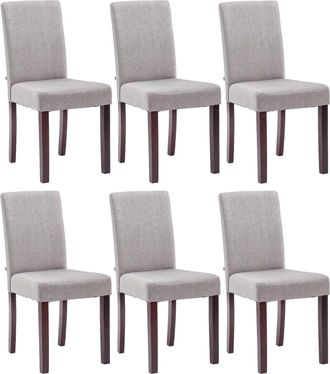 Clp Clp - Juego De 6 Sillas De Comedor Ina De Tela Gris Claro Cappuccino