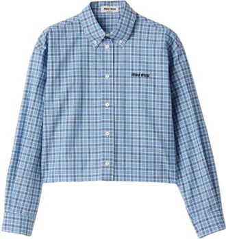 Miu Miu Camicia a quadri in popeline - Blu