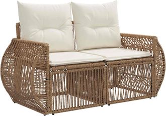 vidaXL Sof&aacute; De Jard&iacute;n 2-n&uacute;mero De Plazas Beige Rat&aacute;n Sint&eacute;tico Vidaxl