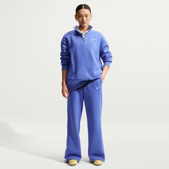 Nike Womens Nike Sportswear Phoenix Fleece High-Waisted Wide-Leg Pants in Blue | IH1011-460