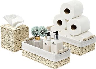 Sorbus Paper Rope Bathroom Baskets & Tissue Holder Set