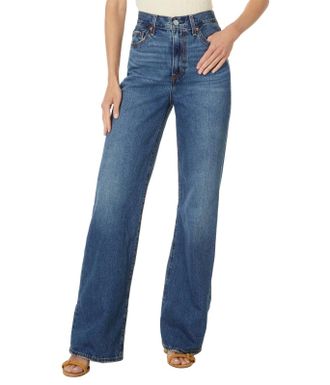 Levi's Premium Ribcage Jeans Womens Blue Denim High Rise Wide Leg GBO3045