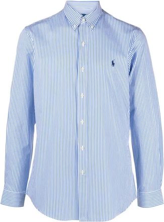 Polo Ralph Lauren Gestreept stretchpopeline overhemd - Heren - Casual Overhemden - Blauw - M - Overhemden