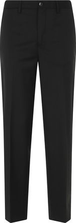 BRIGLIA 1949 Black Hidden Closure Wool-Blend Straight-Leg Pants