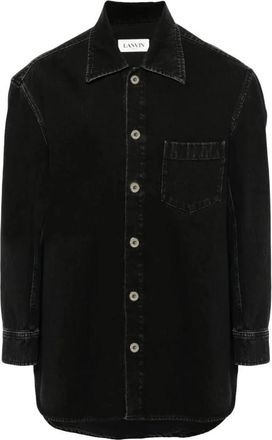 Lanvin Surchemise Droite Overshirt - Heren - Spijkerjassen - Zwart - M - Katoen - Jassen