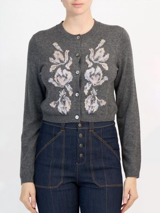Cinq &agrave; Sept Multi Tulip Isolde Cardigan In Dark Heather Grey