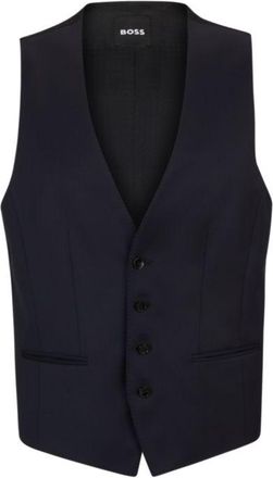 BOSS Single-breasted waistcoat in virgin-wool serge