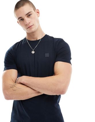 Boss Orange by Hugo Boss Tales - T-shirt blu navy con riquadro con logo