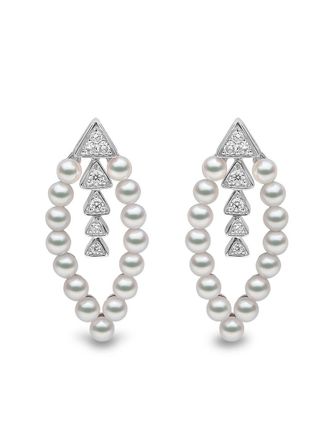 Yoko London 18kt white gold Raindrop Akoya pearl and diamond earrings - women - 18kt White Gold/Akoya Pearl/Diamond - OS - Silver