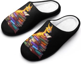 Generic Deagon Reading Books Mens House Slippers Memory Foam Washable Cotton Slip on Home Shoes