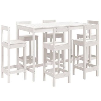 Berkfield Home 7 Piece Garden Bar Set White Solid Wood Pine