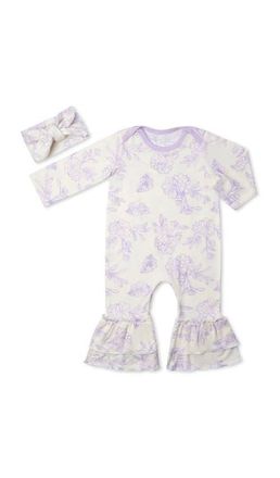 Everly Grey Ruffle Romper & Head Wrap Set in Bali at Nordstrom, Size 12-18M