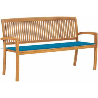 vidaXL Vidaxl - Banco De Jard&iacute;n Apilable Y Coj&iacute;n Madera Maciza De Teca 159 Cm