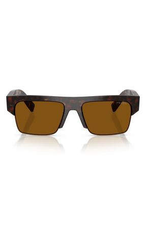 Prada 55mm Rectangular Sunglasses in Root Tortoise /Dark Bronze at Nordstrom