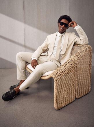 BOSS Mens Cream-coloured shawl-collar tuxedo suit