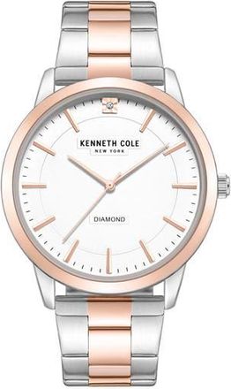 Kenneth Cole Genuine Diamond Two-Tone Bracelet Watch, 44mm - 0.005ct. in Two-Tone/White at Nordstrom Rack