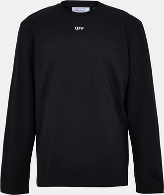Off-white Mens Off White Crew Neck Long Sleeve Jersey T-Shirt in Black-White - Size X-Large