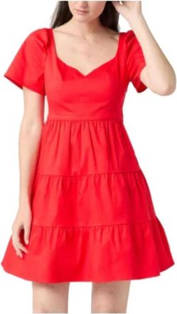 Nafnaf Korte Jurk - Dames - Korte kleedjes - Rood - M - Katoen - Kleedjes