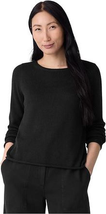 Eileen Fisher Peruvian Cotton Blend Bateau Neck Sweater Womens Sweater Black : XL, Cotton/Lyocell/Tencel