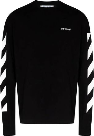 Off-white Sweater met diagonale strepen en logo - Zwart