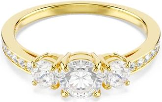 Swarovski Accessoires, Dames, Geel, 52 MM, Kristal Gouden Ring Elegant Modern Twist