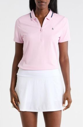 Original Penguin Tipped Quarter Zip Knit Polo in Charm Pink at Nordstrom Rack, Size X-Large